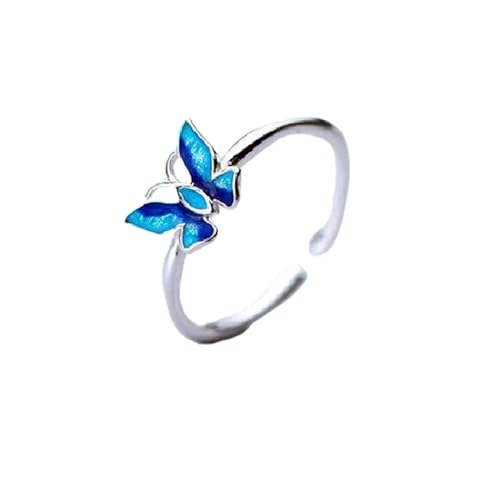 Hmsanase Ring Ringe Damen Bijouterie Herren Verstellbare Ringe Für Damen, Weiblich, Blauer Schmetterling, Weiss von Hmsanase