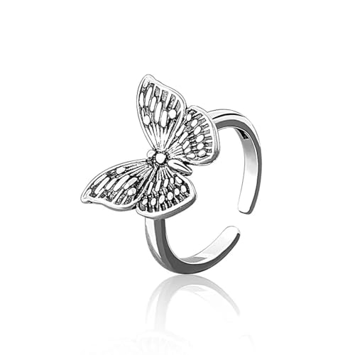 Hmsanase Ring Ringe Damen Bijouterie Herren Verstellbarer Ring In Geometrischer Schmetterlingsform, Minimalistisch, Für Damen, Party, Größenverstellbar Weiss von Hmsanase