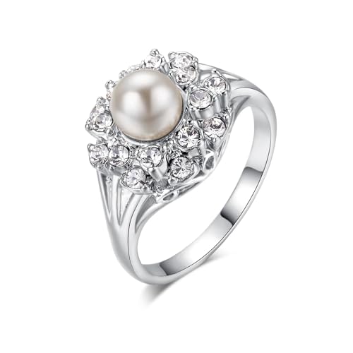 Hmsanase Ring Ringe Damen Bijouterie Herren Vintage Imitationsperle Eheringe Für Frauen Fingerring Für Weibliche Braut 5,5 R171 von Hmsanase