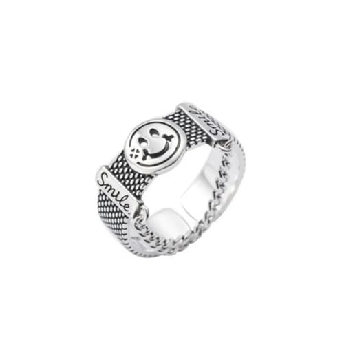 Hmsanase Ring Ringe Damen Bijouterie Herren Vintage Lächelndes Gesicht Kette Quaste Öffnungsringe Für Frauen Paare Verlobungsring Weiss von Hmsanase