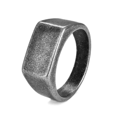 Hmsanase Ring Ringe Damen Bijouterie Herren Vintage-Stahlring, Quadratisch, Flache Oberseite, Blanko, Schlicht, Herrenring, Persönlichkeit, Glatte Oberfläche Für Freunde, Geschenk, 11 Rechtecke von Hmsanase