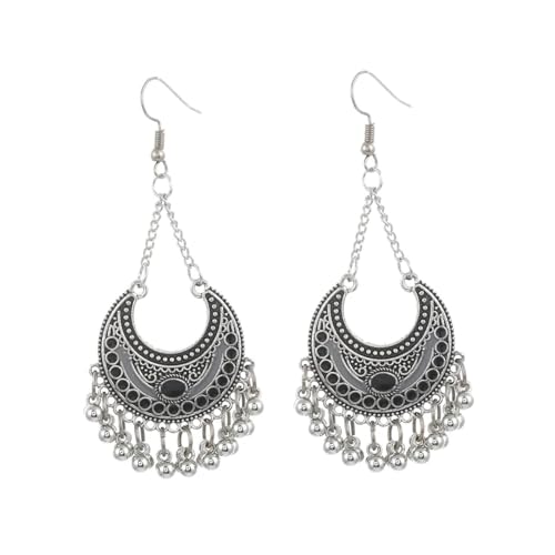 Ohrringe Ohrstecker Damen Schmuck Earrings Boho Vintage Tropfen Baumeln Quaste Lange Ohrringe Für Frauen Kette Perlen Handgemachte Böhmische Ohrringe Mode Schwarz von Hmsanase