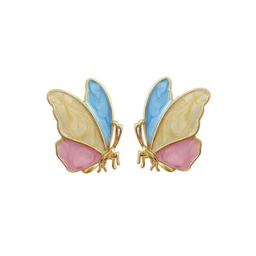 Ohrringe Ohrstecker Damen Schmuck Earrings Bunte Schmetterlings-Ohrstecker Für Damen, Einfache Modische Glasur-Ohrstecker Für Mädchen, Vielseitige Kleine Ohrringe von Hmsanase