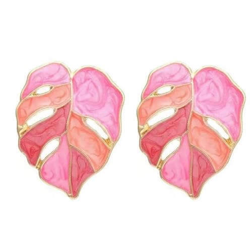 Ohrringe Ohrstecker Damen Schmuck Earrings Geometrische Blatt-Ohrstecker Für Damen, Sommerurlaub, Modische Vintage-Ohrringe, Rosa von Hmsanase