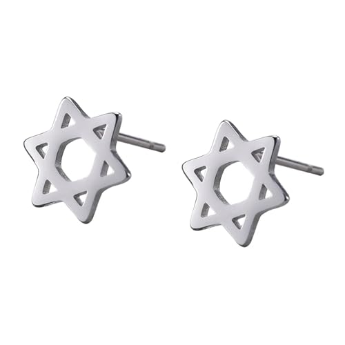 Ohrringe Ohrstecker Damen Schmuck Earrings Hexagramm-Katzenauge-Stern-Kleine Ohrringe Für Mädchen- Ohr Für Frauen-Hochzeits-Party-Geschenk Steelcolor9 von Hmsanase