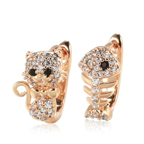 Ohrringe Ohrstecker Damen Schmuck Earrings Luxus Süße Katze Fisch Ohrringe Für Mädchen Natürliche Ohrstecker Kinder Baby Geschenke Tier von Hmsanase