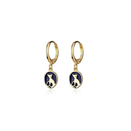 Ohrringe Ohrstecker Damen Schmuck Earrings Mode Farbige Hübsche Katze Kleine Creolen Mit Charme Frauen Teen Mädchen Katze Stil Pendientes B0376-Y von Hmsanase