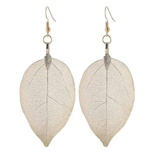 Ohrringe Ohrstecker Damen Schmuck Earrings Mode Hochzeit Lange Ohrringe Getaucht Einzigartige Natürliche Echte Blatt Ohrringe Für Frauen Feine Partygeschenke Gelb von Hmsanase