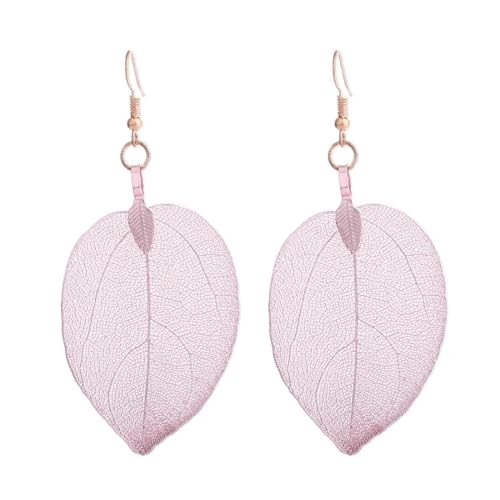 Ohrringe Ohrstecker Damen Schmuck Earrings Mode Hochzeit Lange Ohrringe Getaucht Einzigartige Natürliche Echte Blattohrringe Für Frauen Feine Partygeschenke Rosa von Hmsanase