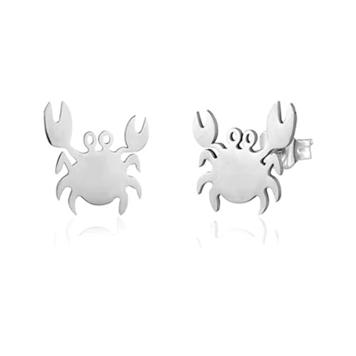 Ohrringe Ohrstecker Damen Schmuck Earrings Mode Mädchen Coole Nette Glänzende Kleine Ohr Studs Frau Krabbe Temperament Alle-Spiel Ohrringe Mini Tier Ohr Steelcolor von Hmsanase