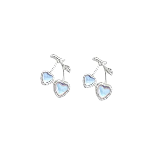 Ohrringe Ohrstecker Damen Schmuck Earrings Modischer Blauer Mondstein, Liebes-Herz-Ohrring, Ästhetisches Set Für Mädchen, Rosa Herz-Ohrringe von Hmsanase