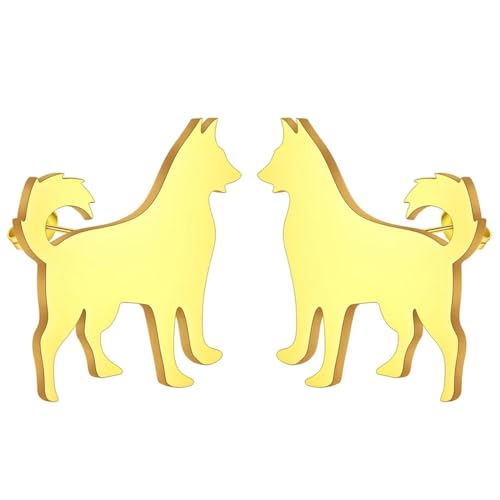 Ohrringe Ohrstecker Damen Schmuck Earrings Ohrringe Damen Herren Schöner Welpe Hund Tierliebhaber Ohrstecker Goldfarben von Hmsanase