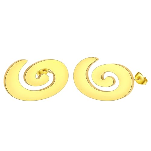 Ohrringe Ohrstecker Damen Schmuck Earrings Ohrringe Für Frauen, Geometrische Ovale Spiralohrringe, Minimalistisches Geschenk, Goldfarben von Hmsanase