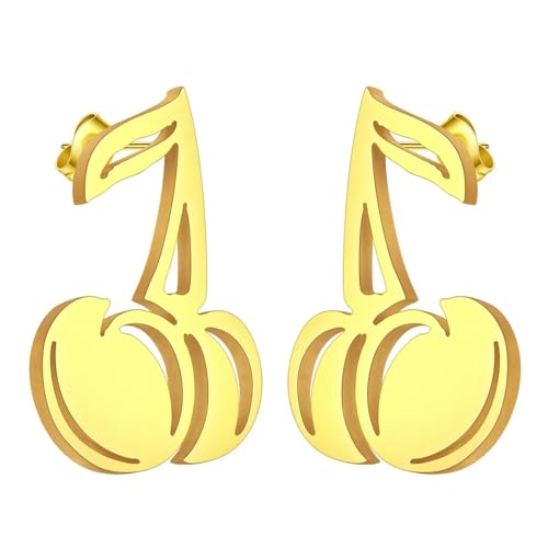 Ohrringe Ohrstecker Damen Schmuck Earrings Ohrringe Für Frauen, Süße Frucht, Kleine Kirsche, Ohrstecker, Kinder, Geschenk, Goldfarben von Hmsanase