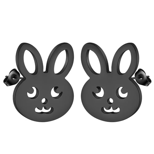 Ohrringe Ohrstecker Damen Schmuck Earrings Ohrringe Kinder Niedliche Tier Kaninchen Ohrstecker Für Frauen Mädchen Schöne Schwarzverzinkt von Hmsanase