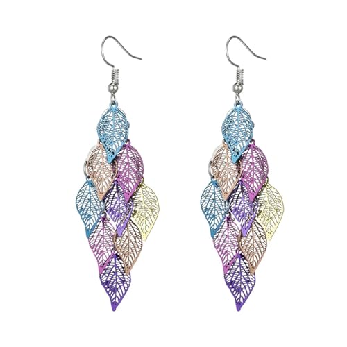 Ohrringe Ohrstecker Damen Schmuck Earrings Vintage Bunte Hohle Blatt Tropfen Baumeln Ohrringe Für Frauen Mädchen Mode Leichte Lange Boho Zarte Ohrringe Mehrfarbig1 von Hmsanase