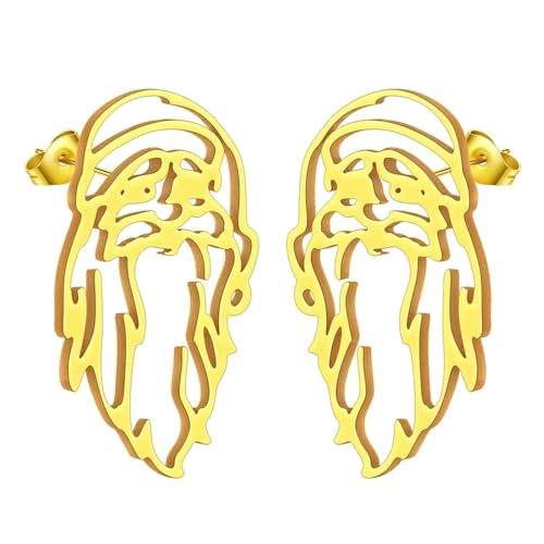 Ohrringe Ohrstecker Damen Schmuck Earrings Weihnachtsohrringe Für Frauen, Trendiger Langer Bart, Weihnachtsmann-Kopf-Ohrstecker, Geschenk, Goldfarben von Hmsanase