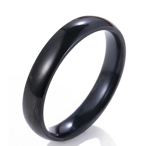 Ring Ringe Damen Bijouterie Herren 4 Mm Glatte Ringe Für Damen Und Herren, Paar, Hochzeit, Verlobungsring, Geschenke, 10 Schwarz von Hmsanase