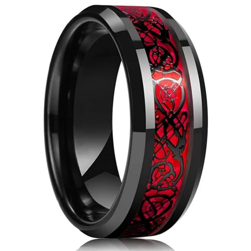 Ring Ringe Damen Bijouterie Herren 8 Mm Rote, Abgeschrägte Ringe Für Herren, Ring, Herren-Ehering, 11, Stil 13 von Hmsanase