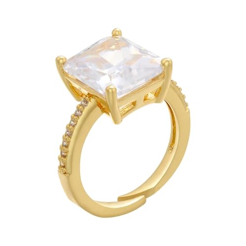 Hmsanase Ringe Damen/Herren Würfel Kristall Damen/Herren Ringe Verstellbarer Ring Gold von Hmsanase
