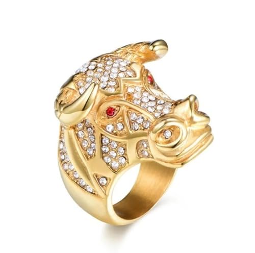 Ring Ringe Damen Bijouterie Herren Tier Stier Kopf Ring Ringe Herren Rock Rapper 10 Gold von Hmsanase