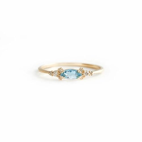 Ring Ringe Damen Bijouterie Herren Transparente Hellblaue Ovale Ringe Für Frauen, Dünne, Schlanke, Stapelbare Eheringe, 6 Goldfarben von Hmsanase