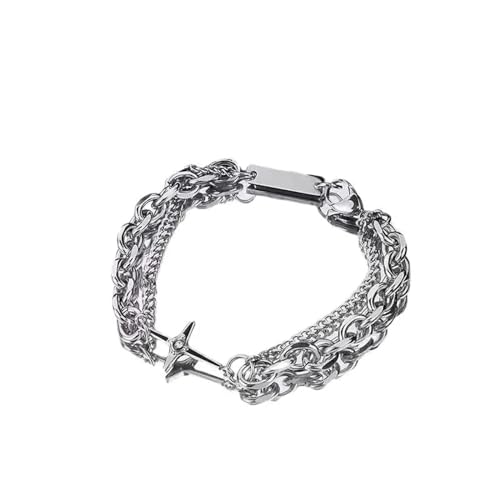 Trend Halskette Ketten Schmuck Herren Frauen Anhänger Necklace Kette Halskette Für Männer Kreuz Anhänger Doppelschicht Mode Halskette Armband von Hmsanase