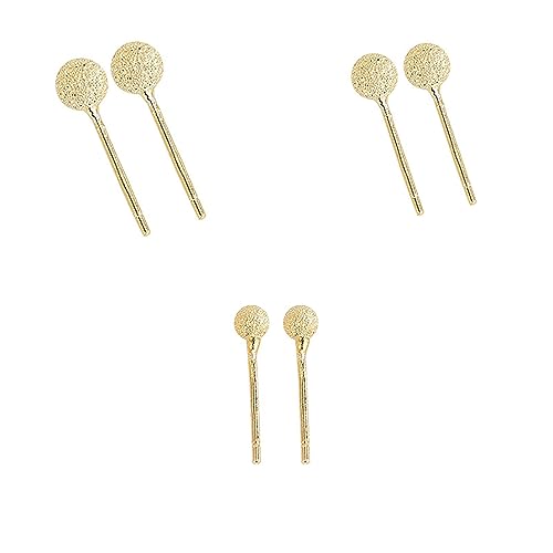 Hmzidz 3 Paare Sterling Silber 925 Ohrstecker Set für Damen Herren,Piercing Ohrringe mit Silber/Gold/Schwarz Kugel,Kleine Kugeln Ohrschmuck für Mädchen (Mattierte Gold) von Hmzidz