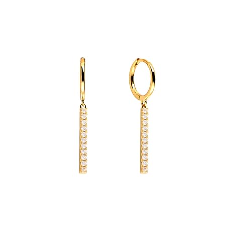 Hmzidz Damen Stab Ohrringe,Creolen Silber/Gold Klein,Ohrhänger 925 Sterling Silber,Tropfen Hängend Ohrringe mit Stäbchen,Ohrringe mit Zirkonia,Schöne Modeschmuck Ohrringe für Frauen Mädchen (Gold) von Hmzidz