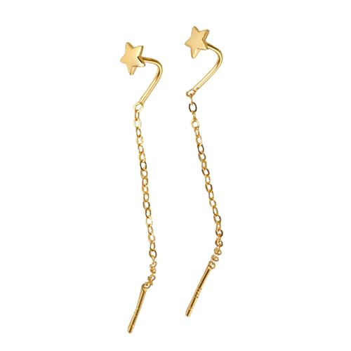 Hmzidz Stern/Mond/Schmetterling Quasten Ohrringe Gold für Damen,925 Sterling Silber Ohrringe Kette,Ohrringe Hängend Mädchen,Ohrhänger Lang mit Stecker,Schöne Ohrschmuck für Frauen (Stern) von Hmzidz