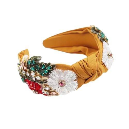 Breites Stoff-Stirnband für Damen, breiter Rand, Stoff mit Strass-Blumen, leichte Haarnadel, Haarband, 6 von Hndudnff