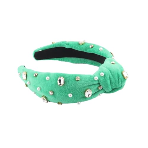 Damen-Haarband aus Velours, Strass, Perlen, Mittelknoten, Party-Haarband, 5 von Hndudnff