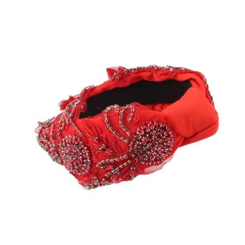 Damen-Haarband mit Blumen-Strass-Steinen, Knoten, Stoff, Haarband, Hochzeits-Creolen, 1 Stück Damen-Haarband mit Blumen-Strass-Steinen, Knoten, Stoff, Haarband, Hochzeits-Creolen, 1 Stück von Hndudnff