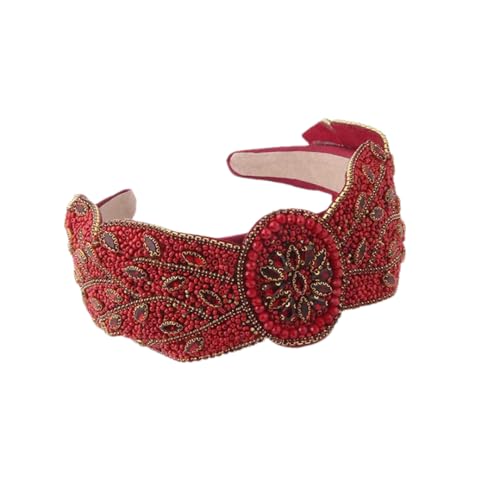 Damen-Haarband mit Strasssteinen, breite Krempe, Blätter, Blume, Haarband, 4 von Hndudnff