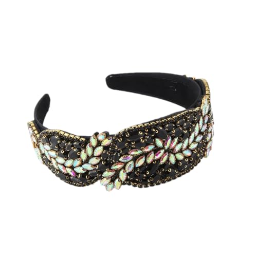 Damen-Strass-Stirnband mit breitem Rand, schillernder Abschlussball, Vintage-Kopfbedeckung, 5 von Hndudnff