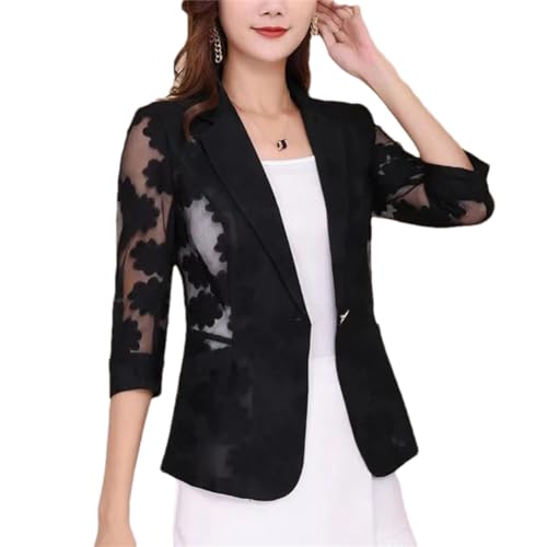 Hndudnff Damen-Blazer mit einem Knopf, Spitze, schmale Passform, vorne offen, Arbeitsjacke, Oberteil mit Tasche, Schwarz , XXXL Hndudnff Damen-Blazer mit einem Knopf, Spitze, schmale Passform, vorne offen, Arbeitsjacke, Oberteil mit Tasche, Schwarz , XXXL von Hndudnff