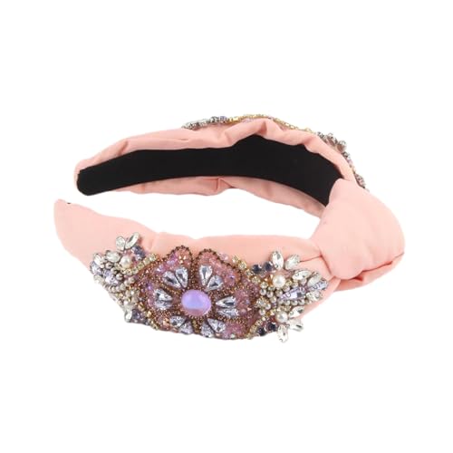 Hndudnff Damen-Haarband mit Blumenverzierung, Strass, Hochzeitshaarband, 4 von Hndudnff