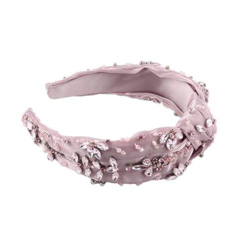 Hndudnff Damen-Haarband mit Kristallschleife, Bohemian-Stil, Vintage-Stirnband, Hochzeits-Kopfbedeckung, 4 von Hndudnff