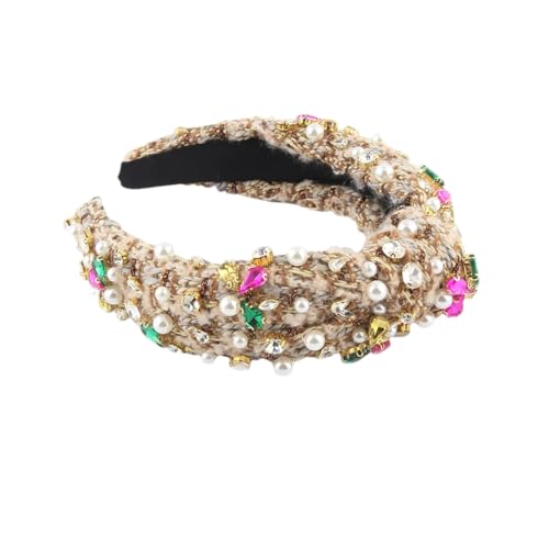 Hndudnff Damen-Haarband mit Perlenstickerei, Hochzeit, Weihnachten, Vintage, lässig, 3 von Hndudnff