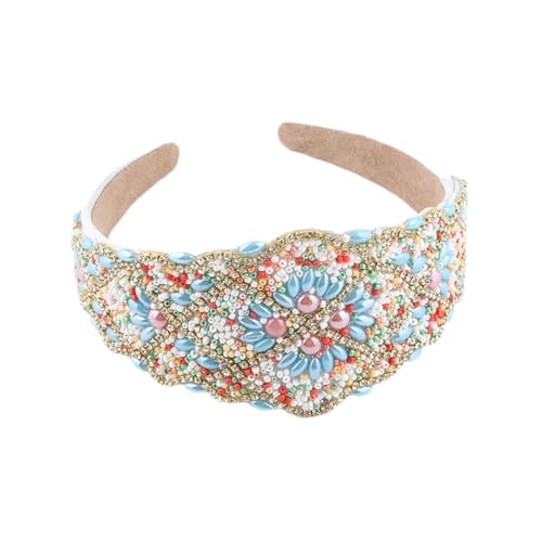 Hndudnff Damen-Haarband mit Strasssteinen im Bohemian-Stil, breite Seite, Party, hohe Oberseite, 4 von Hndudnff