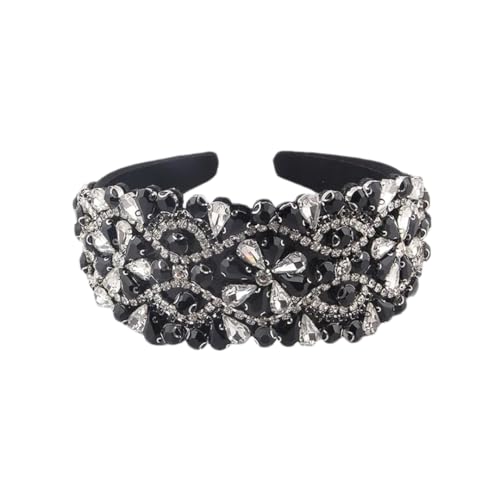 Hndudnff Damen-Haarband mit Strasssteinen und breitem Rand, Vintage-Stil, Hochzeits-Stirnband 3 von Hndudnff