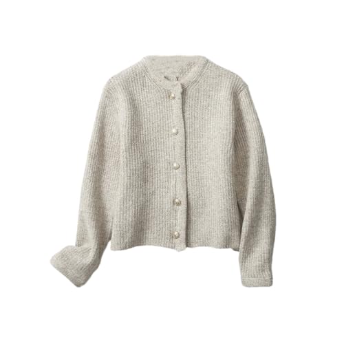 Hndudnff Damen O-Ausschnitt Casual French Sweater Strickcardigan Lose Kurzmantel, khaki, S Hndudnff Damen O-Ausschnitt Casual French Sweater Strickcardigan Lose Kurzmantel, khaki, S von Hndudnff