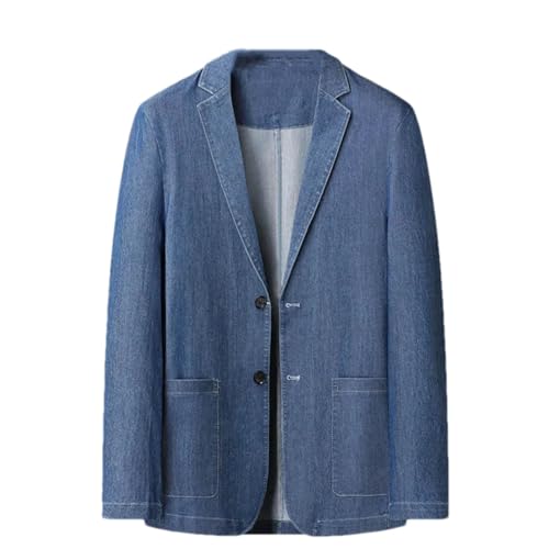 Hndudnff Herren-Jeansblazer, langärmelig, mit Taschen, Anzugjacke, Business, schmal, Party, Oberbekleidung, dunkelblau, 3XL von Hndudnff