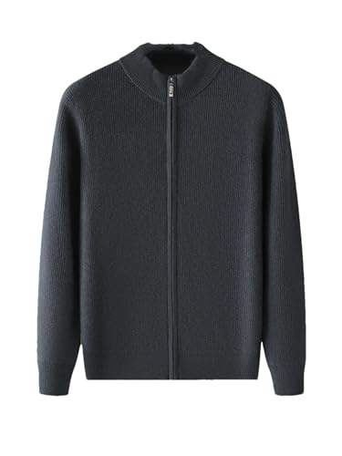 Hndudnff Herren-Pullover, Kaschmir-Strickjacke, dick, langärmelig, Stehkragen, Reißverschluss, Manteljacke, Daxiang Gray9, 3XL von Hndudnff
