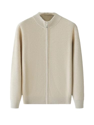 Hndudnff Herren-Pullover, Kaschmir-Strickjacke, dick, langärmelig, Stehkragen, Reißverschluss, Manteljacke, beige, 3XL Hndudnff Herren-Pullover, Kaschmir-Strickjacke, dick, langärmelig, Stehkragen, Reißverschluss, Manteljacke, beige, 3XL von Hndudnff