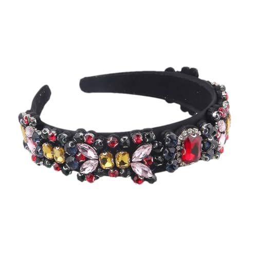 Hndudnff Mehrfarbiges Strass-Stirnband für Damen, Vintage-Stil, breites Stirnband, Weihnachts-Haarband 2 von Hndudnff