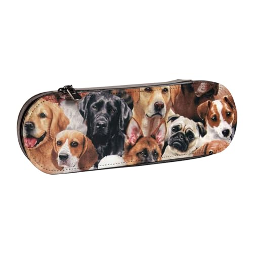 Federmäppchen aus Leder für die Aufbewahrung von Schreibwaren und Schürzen mit vielen Hunden von Hnnkloy