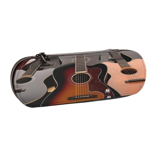Hnnkloy Federmäppchen-Organizer aus Leder zur Aufbewahrung von Schreibwaren, mit Gitarrendruck von Hnnkloy