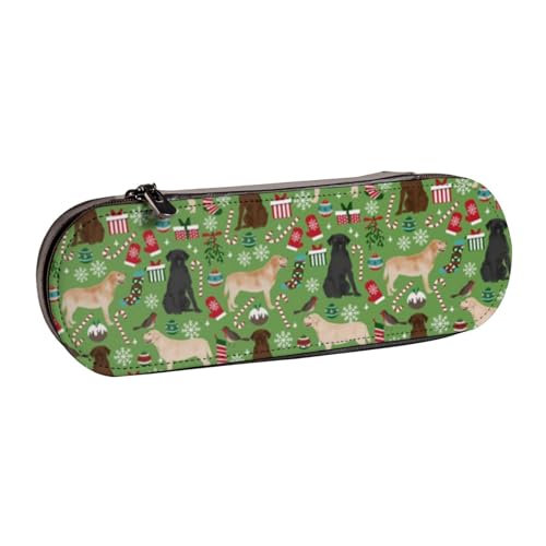 Hnnkloy Federmäppchen aus Leder, Organizer zur Aufbewahrung von Schreibwaren, Labrador Retriever Hunde Weihnachten von Hnnkloy