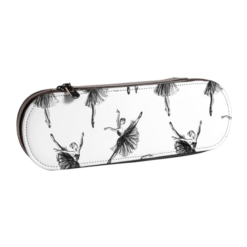 Hnnkloy Leder-Federmäppchen-Organizer für die Aufbewahrung von Schreibwaren, Ballerina-Zeichnung auf Weiß Hnnkloy Leder-Federmäppchen-Organizer für die Aufbewahrung von Schreibwaren, Ballerina-Zeichnung auf Weiß von Hnnkloy